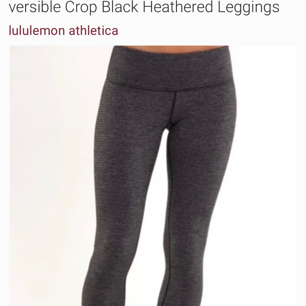 Lululemon Athletica Wunder Under Reversible Crop Black Heathered Leggings